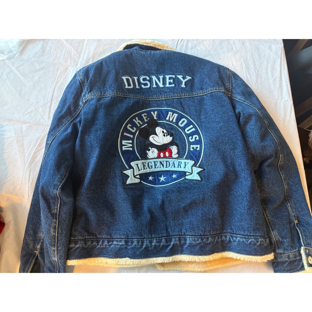 Disney Mickey Mouse Legendary Sherpa-Lined Denim Jacket Vintage Blue Trucker